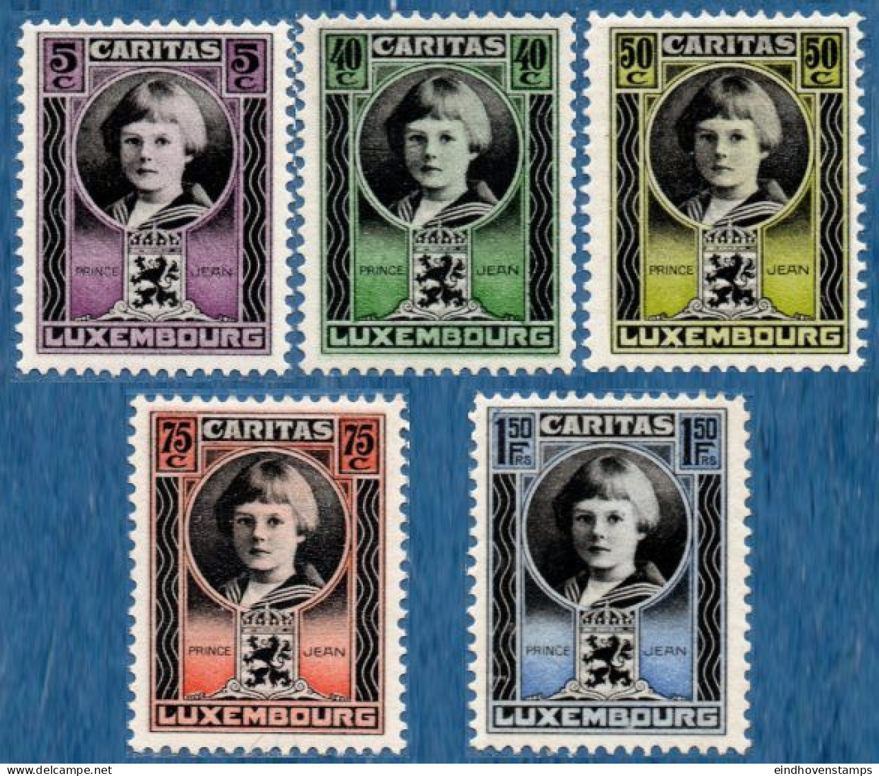 Luxemburg 1926 Caritas Stamps Prince Jean 5 Values MNH - Nuovi
