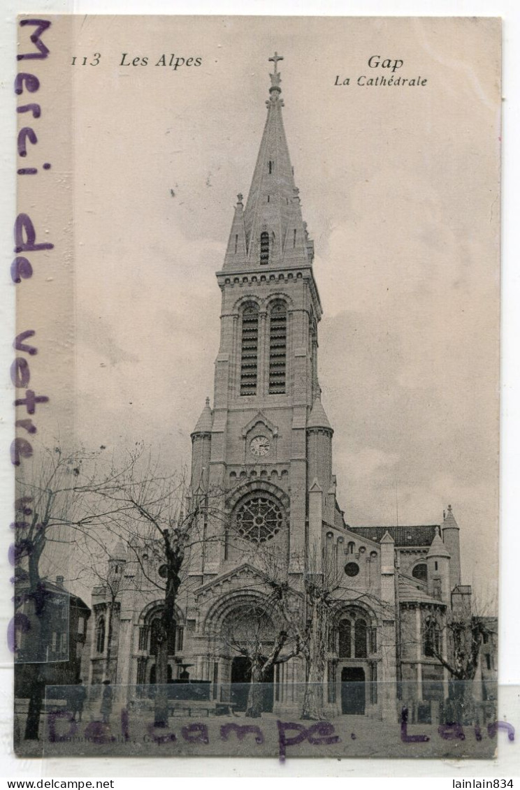 - 113 - GAP - ( Hautes-Alpes ) La Cathédrale, Coins Ok, éditeur Fournier, écrite, 1907, TTBE, Scans. - Gap