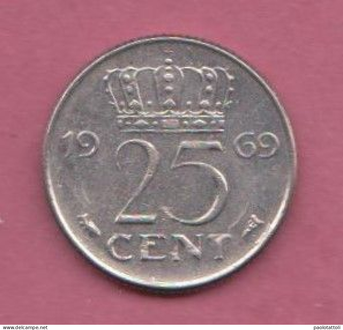 Netherland, 1969- Royal Dutch Mint- 25 Cent - Nickel  . Obverse Queen Juliana Of The Netherlands. Reverse Denomination- - 1948-1980 : Juliana