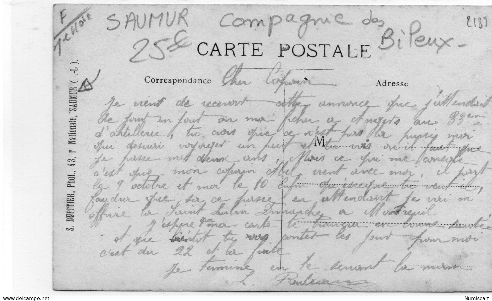 Saumur Carte Photo Animée Compagnie Des Bileux Classe 1912 Musiciens Tambours - Saumur