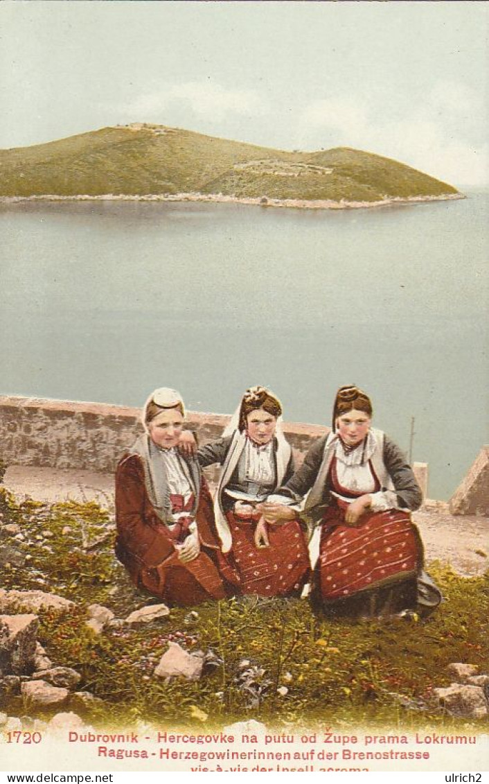 AK Dubrovnik - Ragusa - Herzegowinerinnen Auf Der Brenostrasse Vis-à-vis Der Insel Lacroma - Ca. 1910 (69471) - Croatia