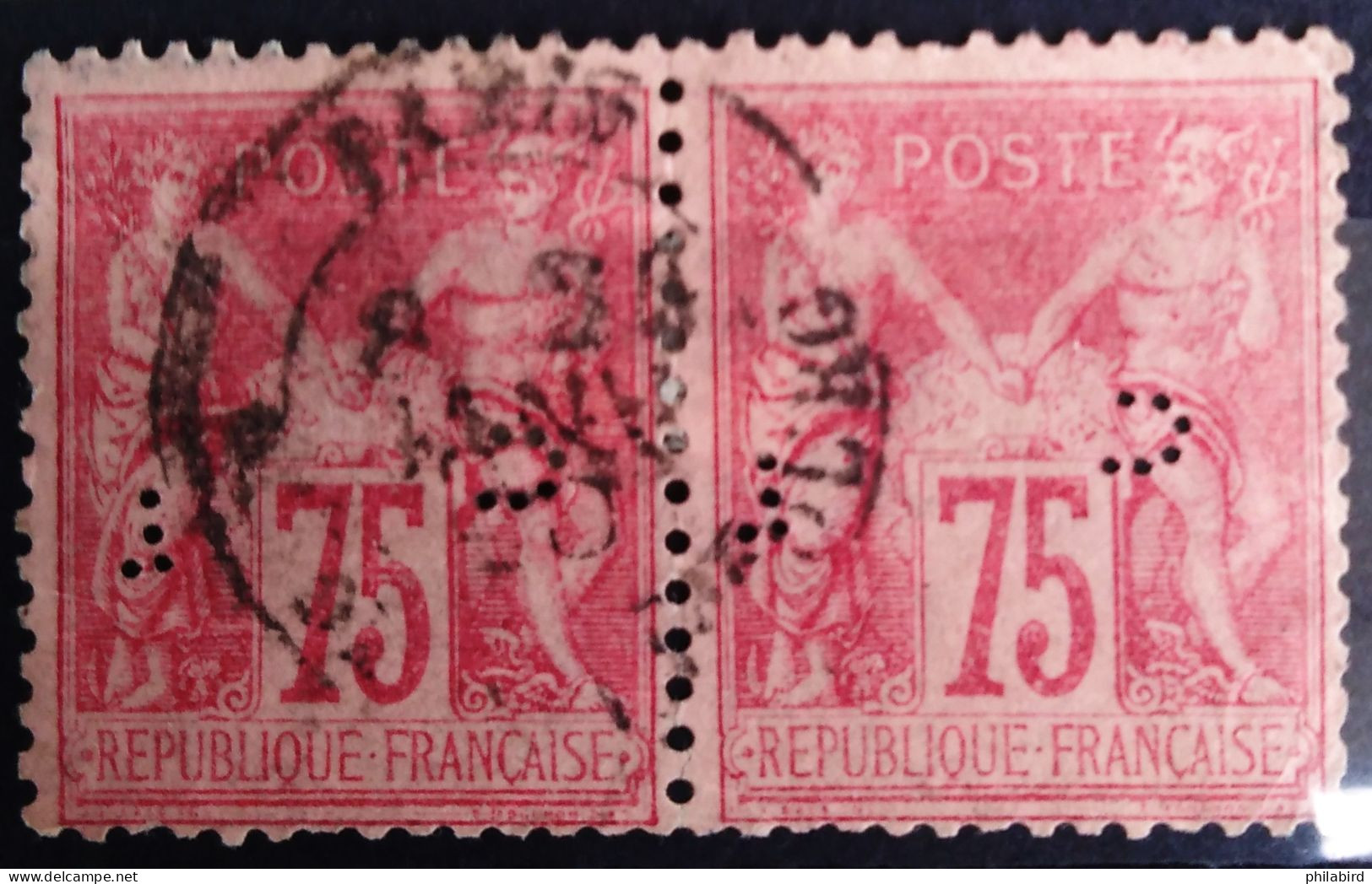 FRANCE                           N° 81 X 2  Perforé             OBLITERE                Cote : 325 € - 1876-1898 Sage (Type II)