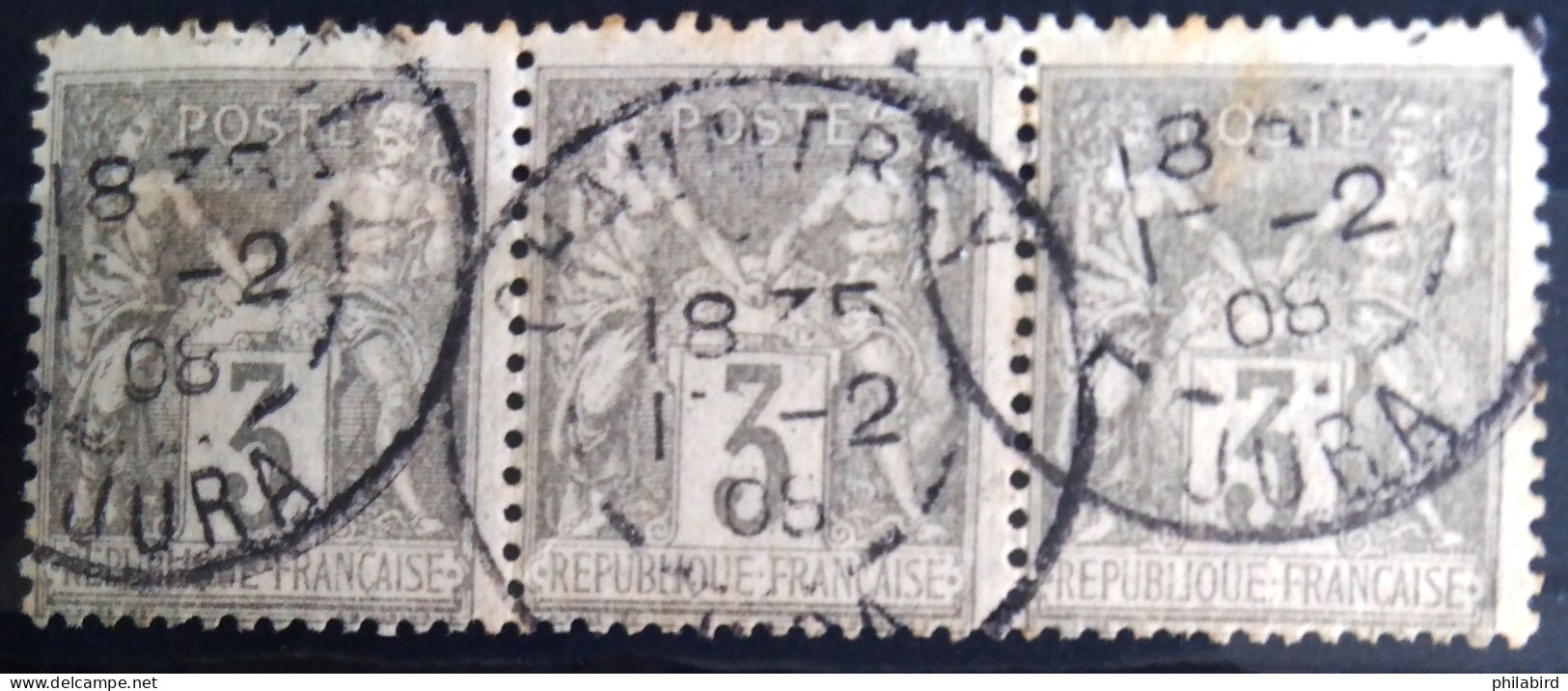 FRANCE                           N° 87 X 3             OBLITERE                Cote : 11 € - 1876-1898 Sage (Type II)