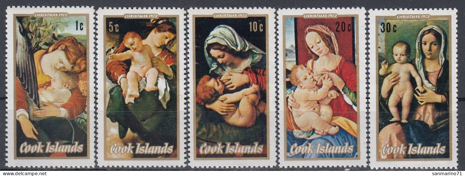 COOK ISLANDS 334-338,unused,Christmas 1972 (**) - Cook