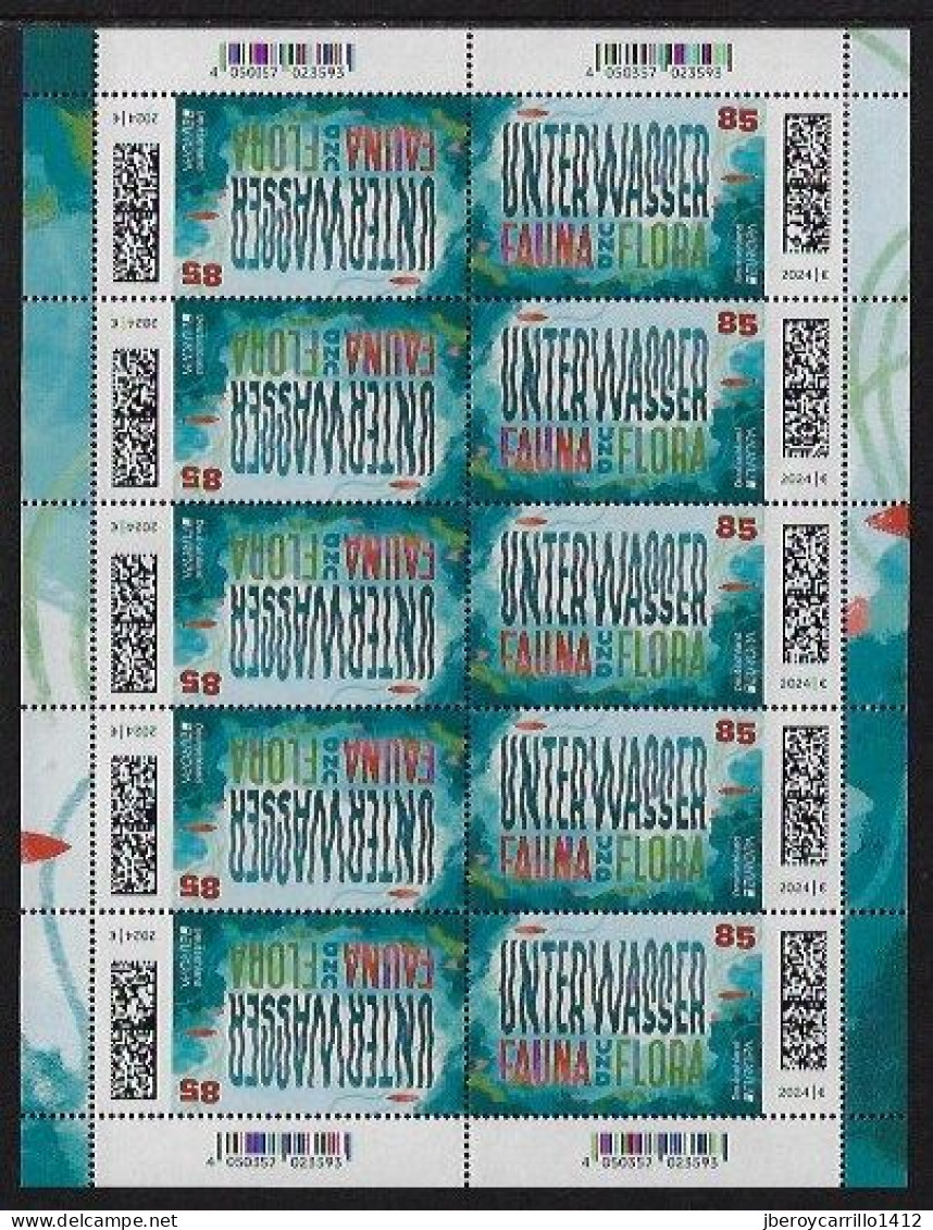 ALEMANIA /GERMANY /DEUTSCHLAND  - EUROPA-CEPT 2024 -"UNDERWATER FLORA And FAUNA".- SHEET Of The 10 STAMPS MINT - 2024