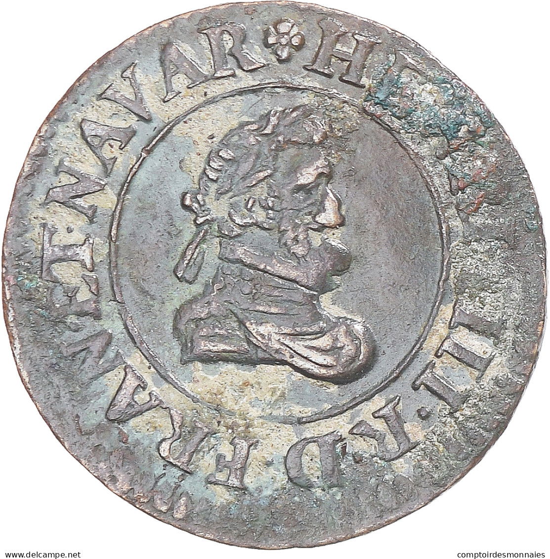 Monnaie, France, Henry IV, Denier Tournois, 1608/07, Lyon, TTB, Cuivre - 1589-1610 Heinrich IV.