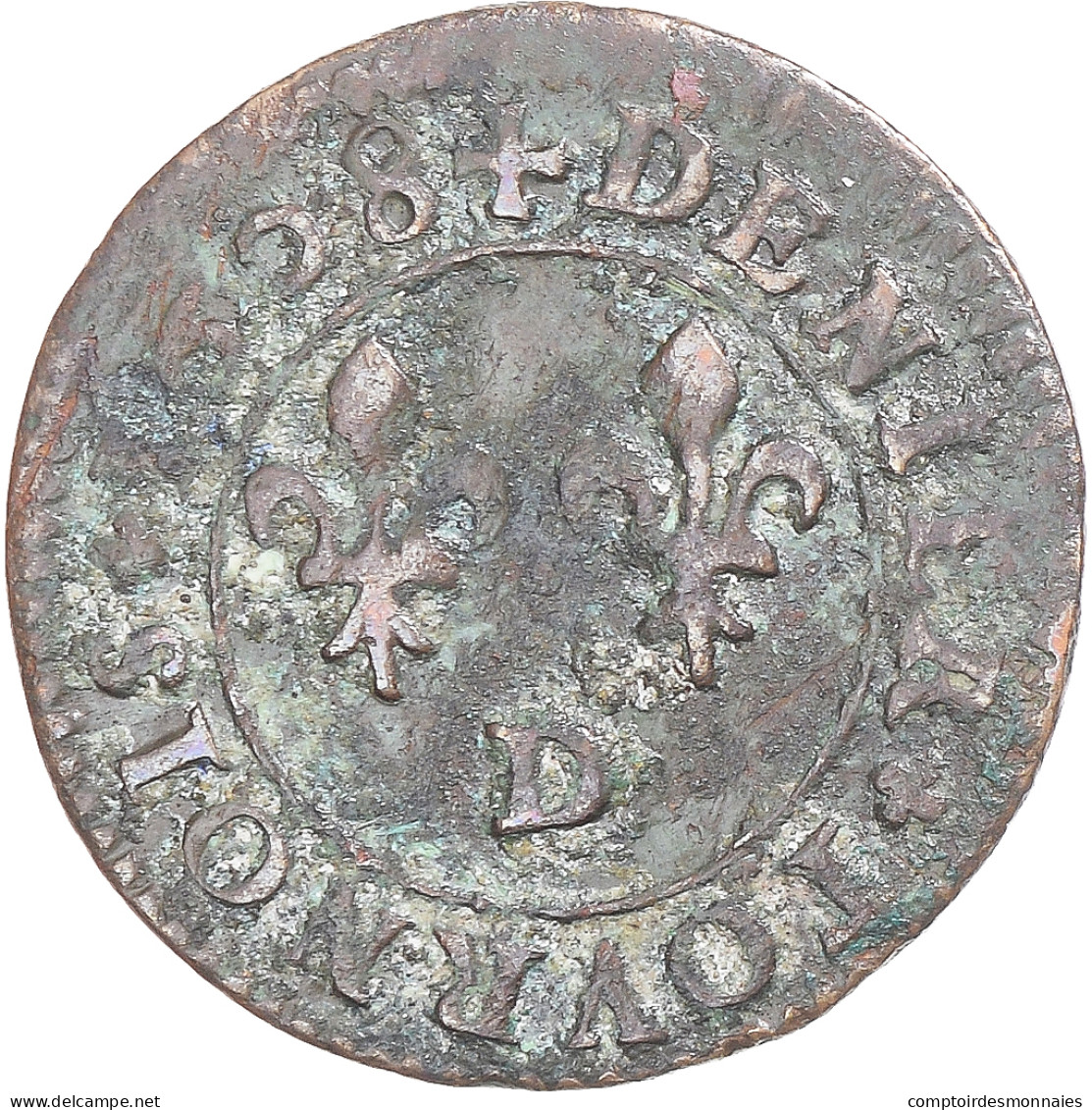 Monnaie, France, Henry IV, Denier Tournois, 1608/07, Lyon, TTB, Cuivre - 1589-1610 Heinrich IV.