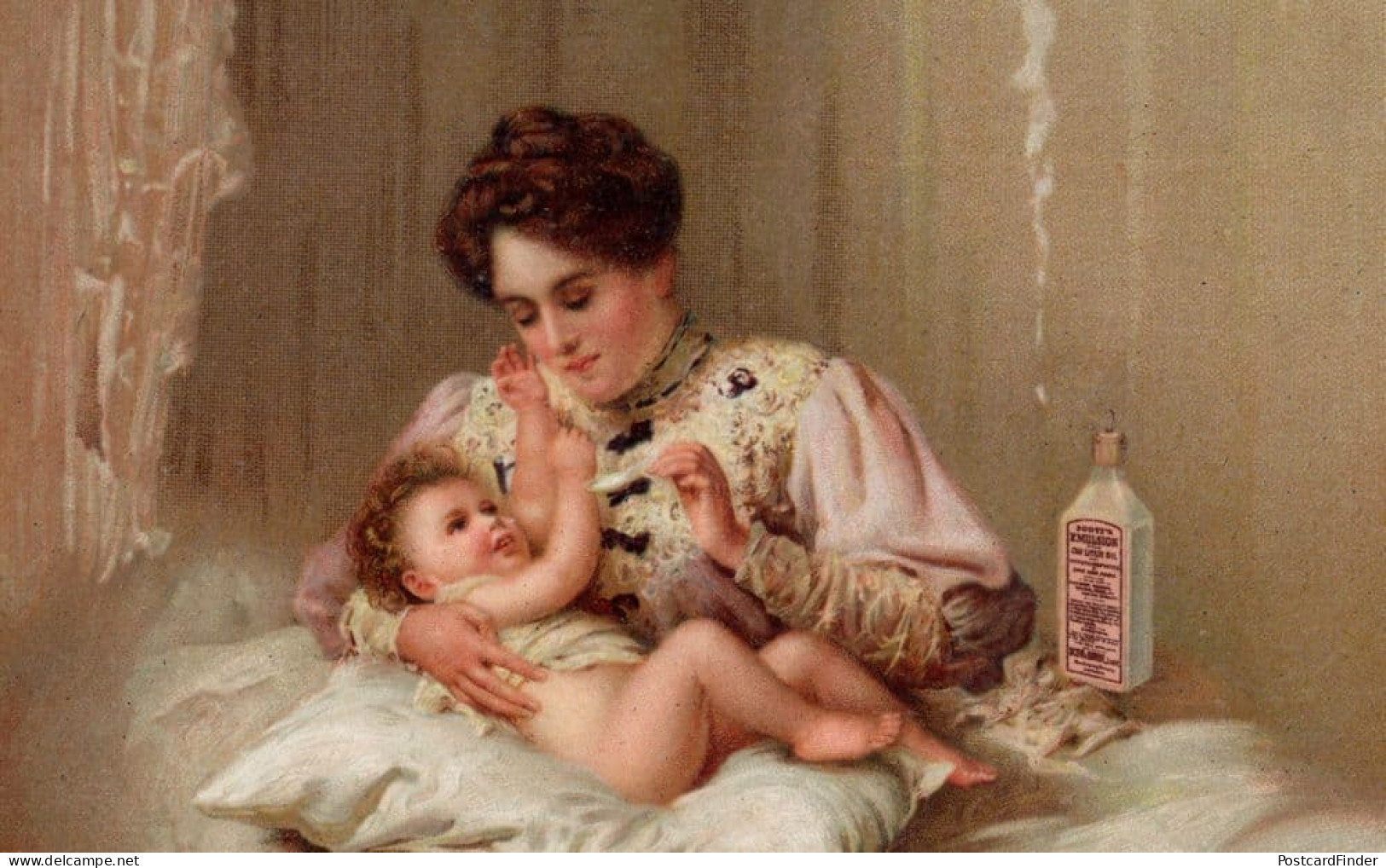 Scotts Emulsion Baby Cough Cold Medicine Mixture Old Advertising Postcard - Publicité