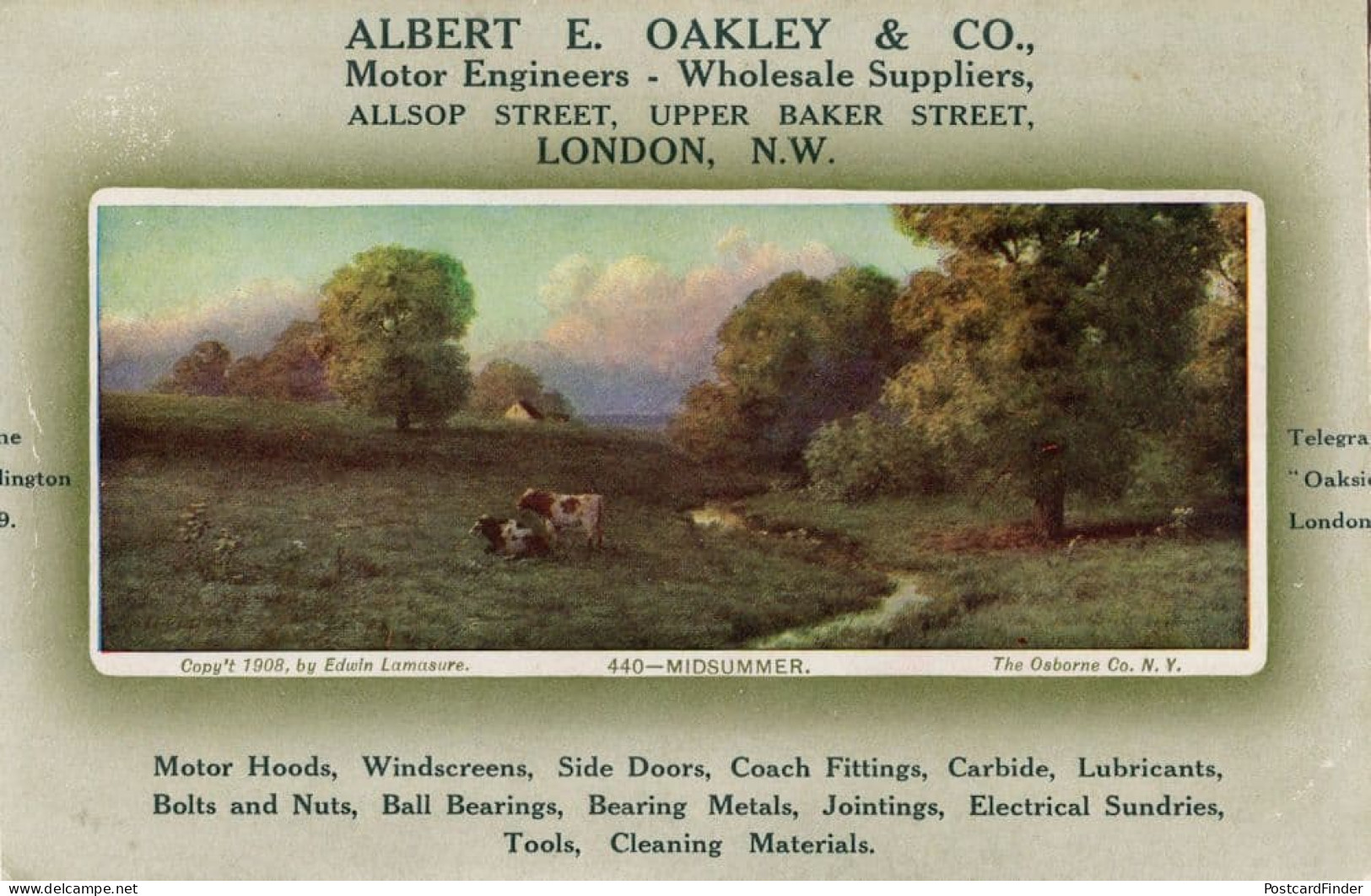 Albert Oakley Car Motor Repairs Baker Street London Old Advertising Postcard - Publicité
