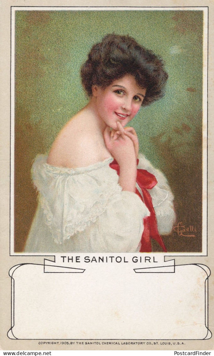The Sanitol Girl Glamour 1910 Old Advertising Postcard - Publicidad