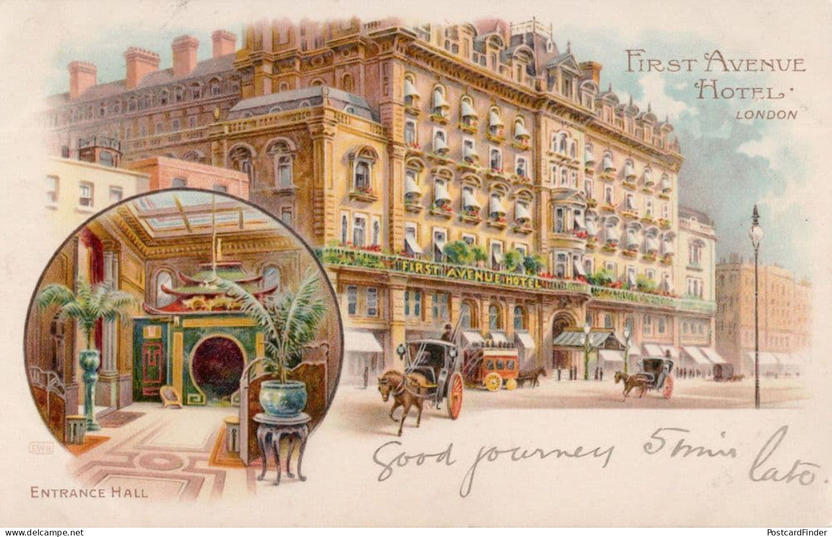 First Avenue Hotel London Reception Hall Advertising Postcard - Advertising