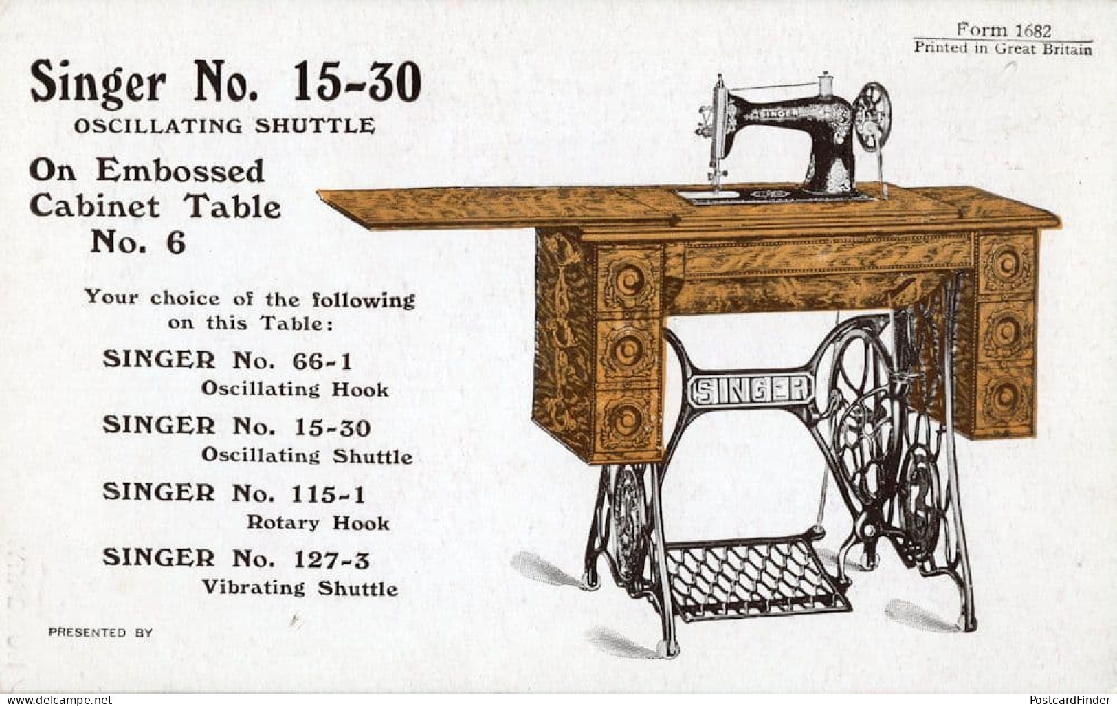 Singer 15-30 Antique Machine Oscillating Shuttle Old Advertising Postcard - Publicité