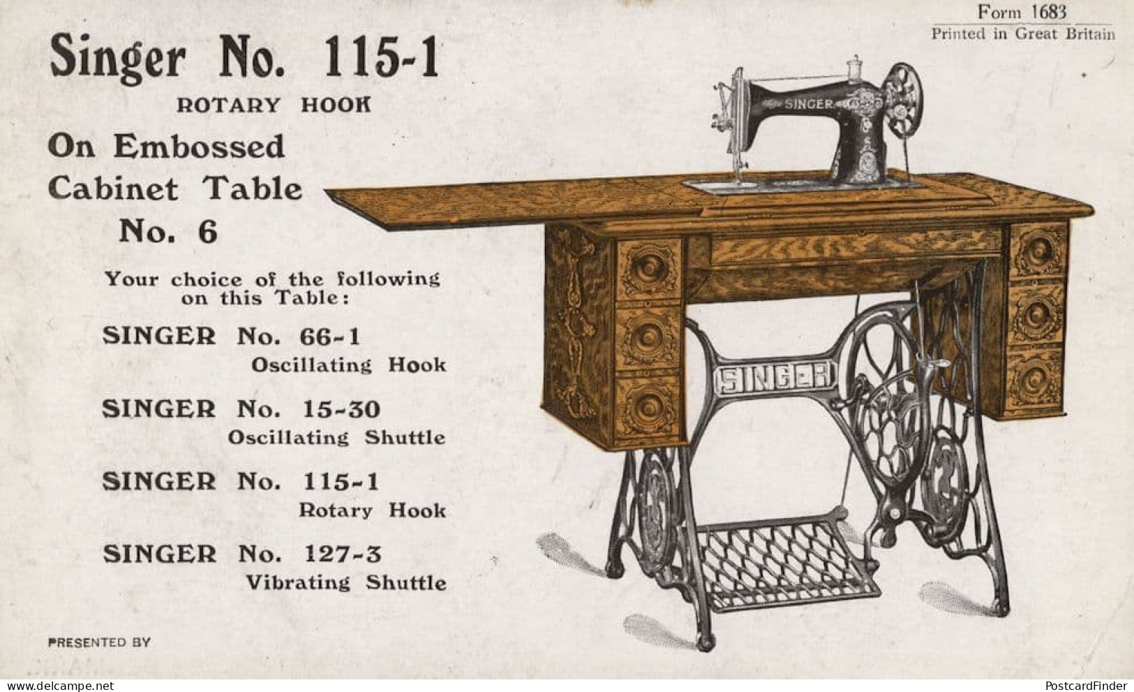 Singer Sewing Machine No 115-1 Antique Advertising Postcard - Advertising