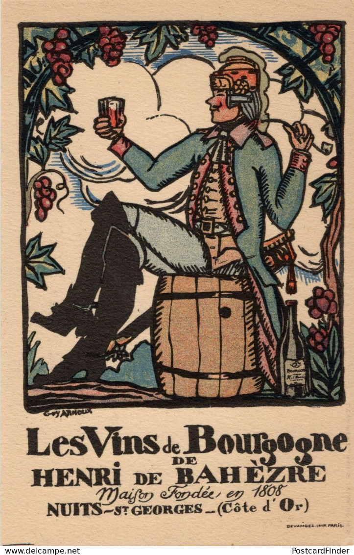 Henri De Bahezre Niots St Georges Vins De Bourgogne Advertising Postcard - Pubblicitari