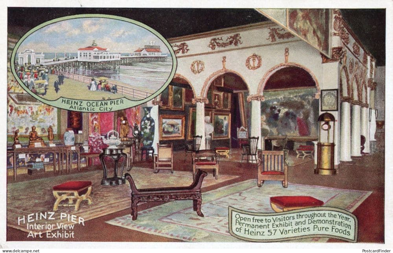 Heinz Pier Atlantic City Interior New Jersey Old Food Advertising Postcard - Publicité