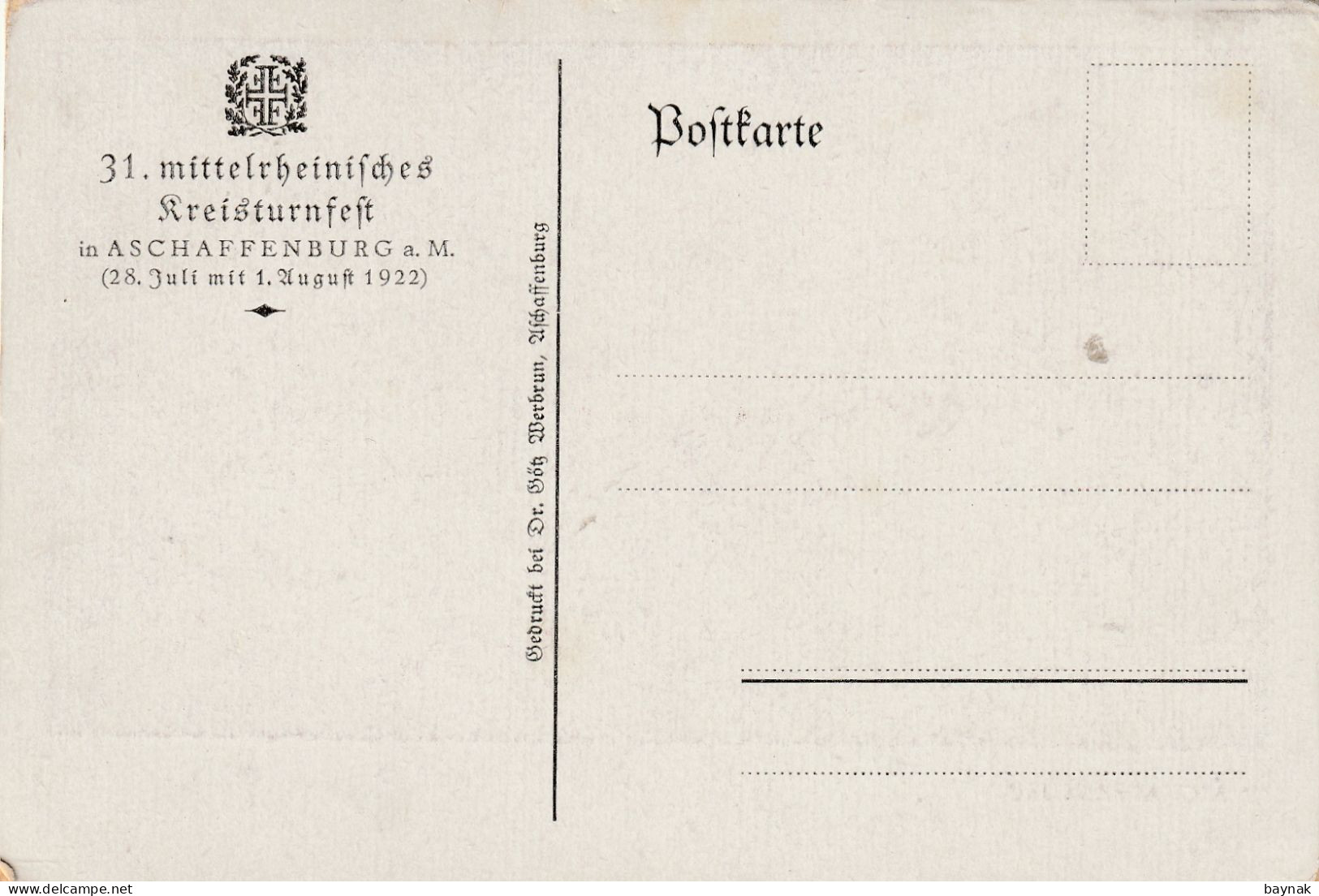 DE444  --  ASCHAFFENBURG  --  31. MITTELRHEINISCHES  KREISTURNFEST  --  1922 - Aschaffenburg