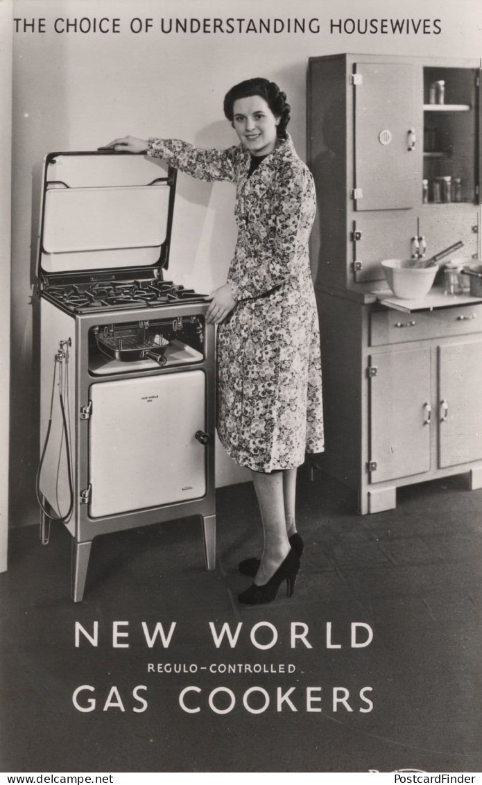 New World 1920s Gas Cookers Oven Real Photo Old Advertising Postcard - Publicité