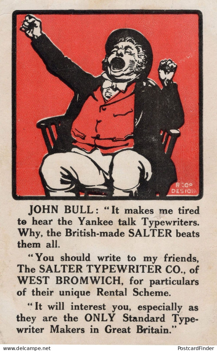 Salter Typewriter John Bull West Bromwich Old Advertising Postcard - Publicité