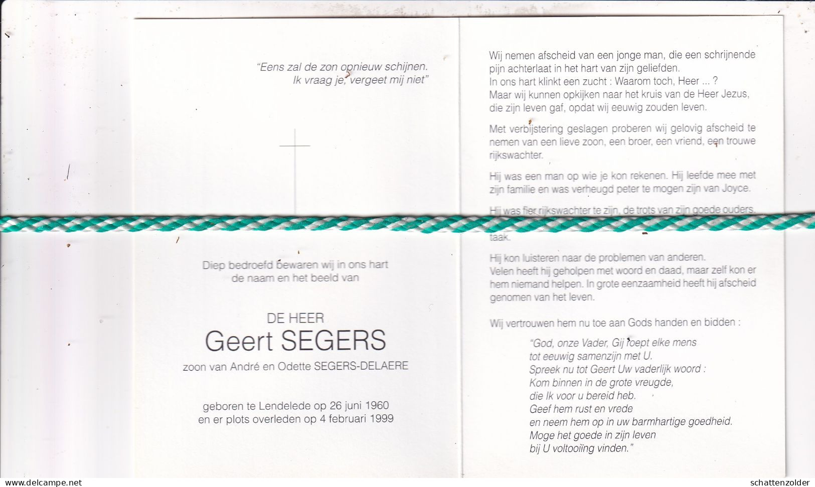 Geerts Segers, Lendelede 1960, 1999. Foto Rijkswachter - Décès