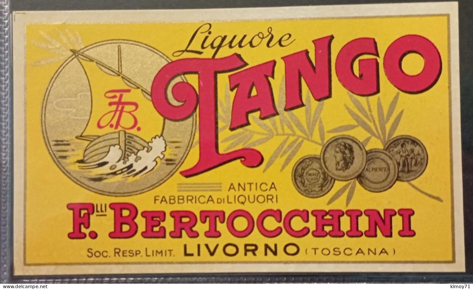 Etichetta Liquore Tango - F. Bertocchini - Alcoli E Liquori