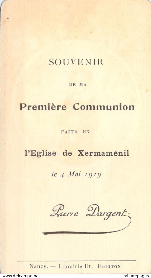 Souvenir De Première Communion Pierre Dargent Xermamenil 1919 Bouasse Lebel 6038 - Images Religieuses