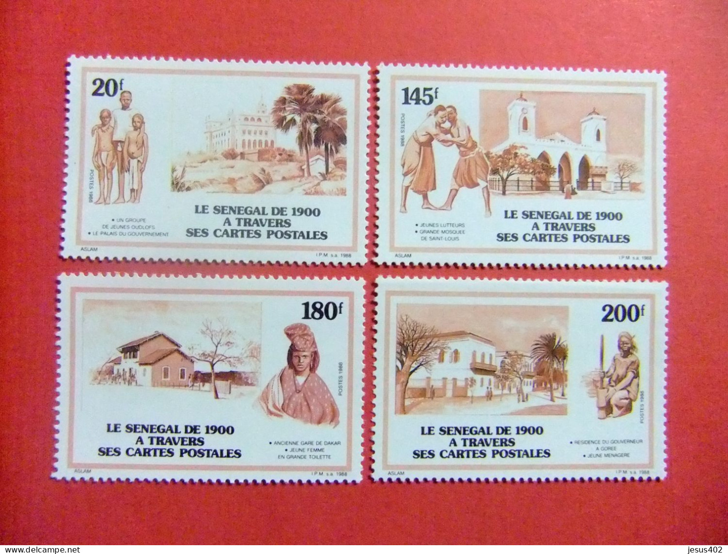 55 REPUBLICA SENEGAL 1988 / VISTAS DE POSTALES SENEGALESAS / YVERT 776 / 779 MNH - Sénégal (1960-...)