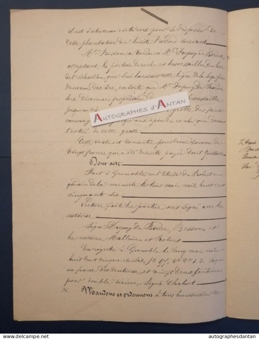 ● 1856 Familles Dupuy De Bordes - Besson - Domaine De Saint Ours - Grenoble - Acte Manuscrit Vente "Napoléon...." - Manuscripts