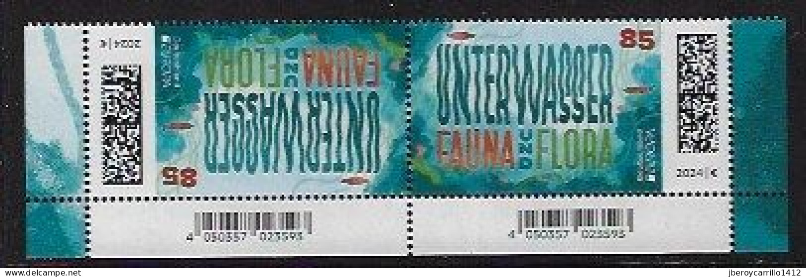 ALEMANIA /GERMANY /DEUTSCHLAND  - EUROPA-CEPT 2024 -"UNDERWATER FLORA And FAUNA".- 2 SERIES INVERTIDAS - CH-INFERIOR - 2024