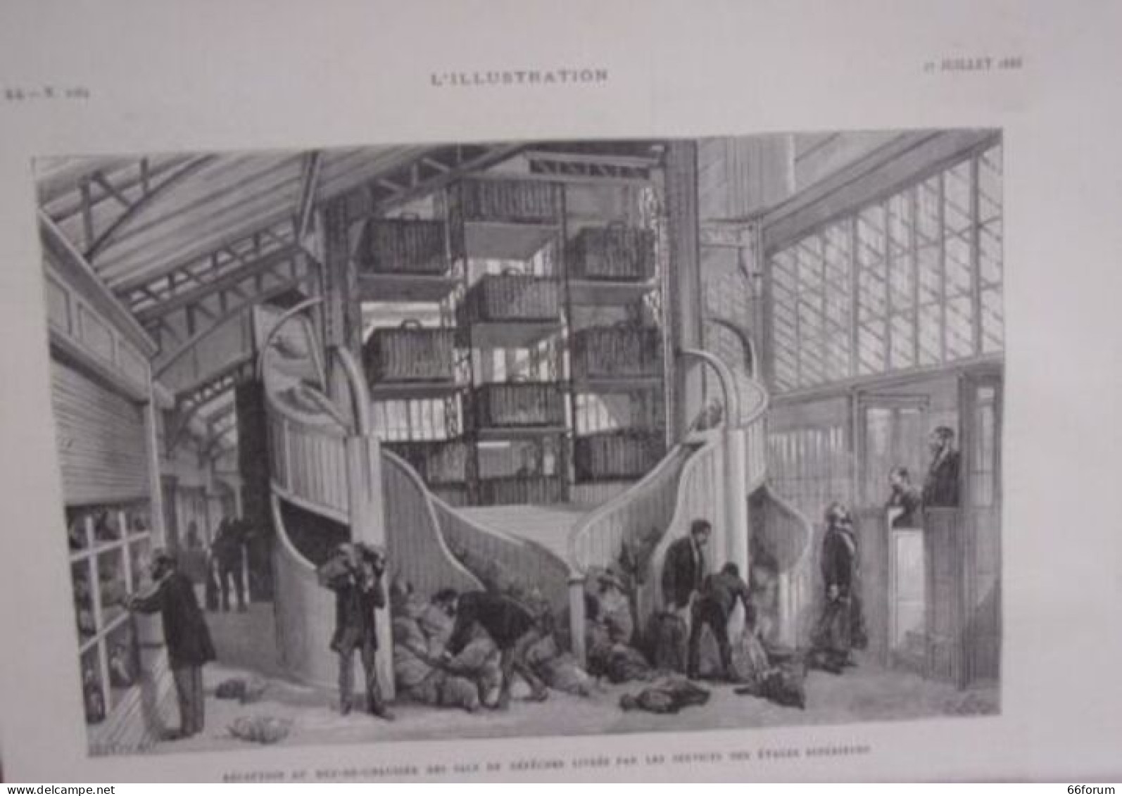 GRAVURE SUR BOIS JUILLET 1886 RECEPTION AU REZ DE CHAUSSEE DES SACS DE DEPECHES - Other & Unclassified