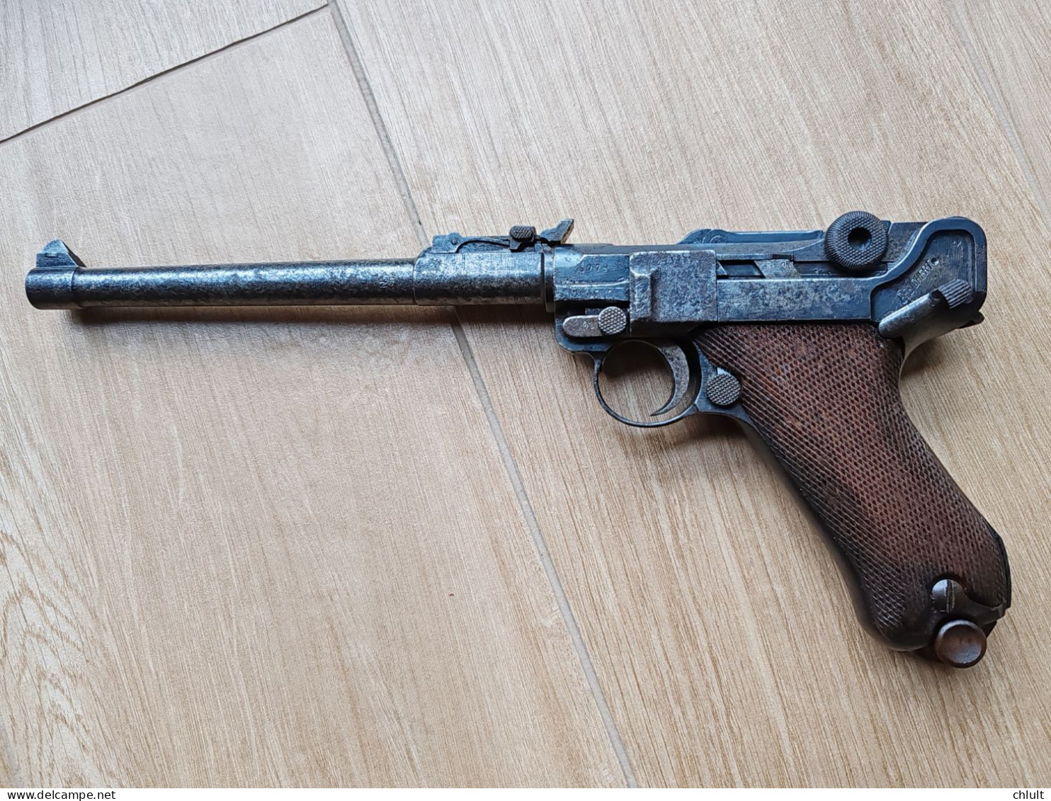 Rare Pistolet P08 artillerie allemand 1917 DWM monomatricule Neutralisé!