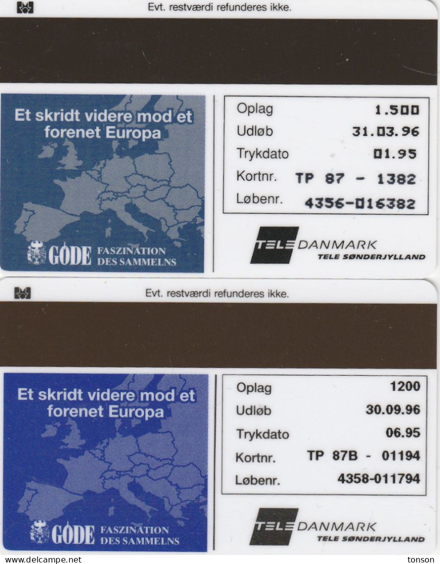 Denmark, TP 087A And B, ECU-Ireland, Mint, Only 1500 And 1200 Issued, Flag, Coins, Notes, 2 Scans. - Danimarca