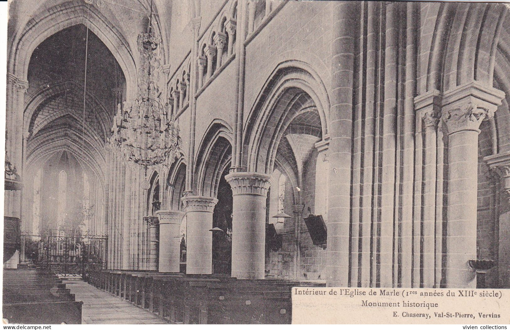Marle (02 Aisne) Intérieur De L'église - édit. Chasseray Carte Précurseur - Autres & Non Classés