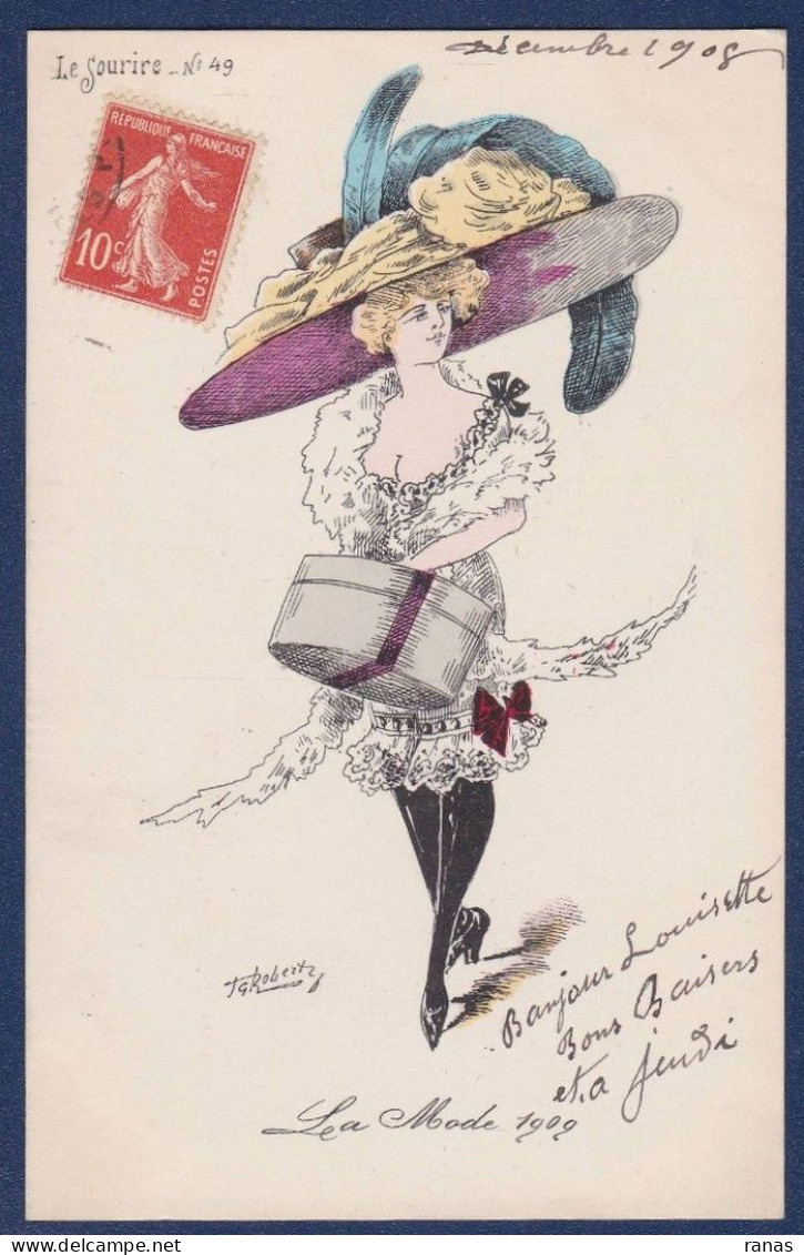 CPA ROBERTY Femme Woman Art Nouveau Chapeau Mode Circulé - Autres & Non Classés
