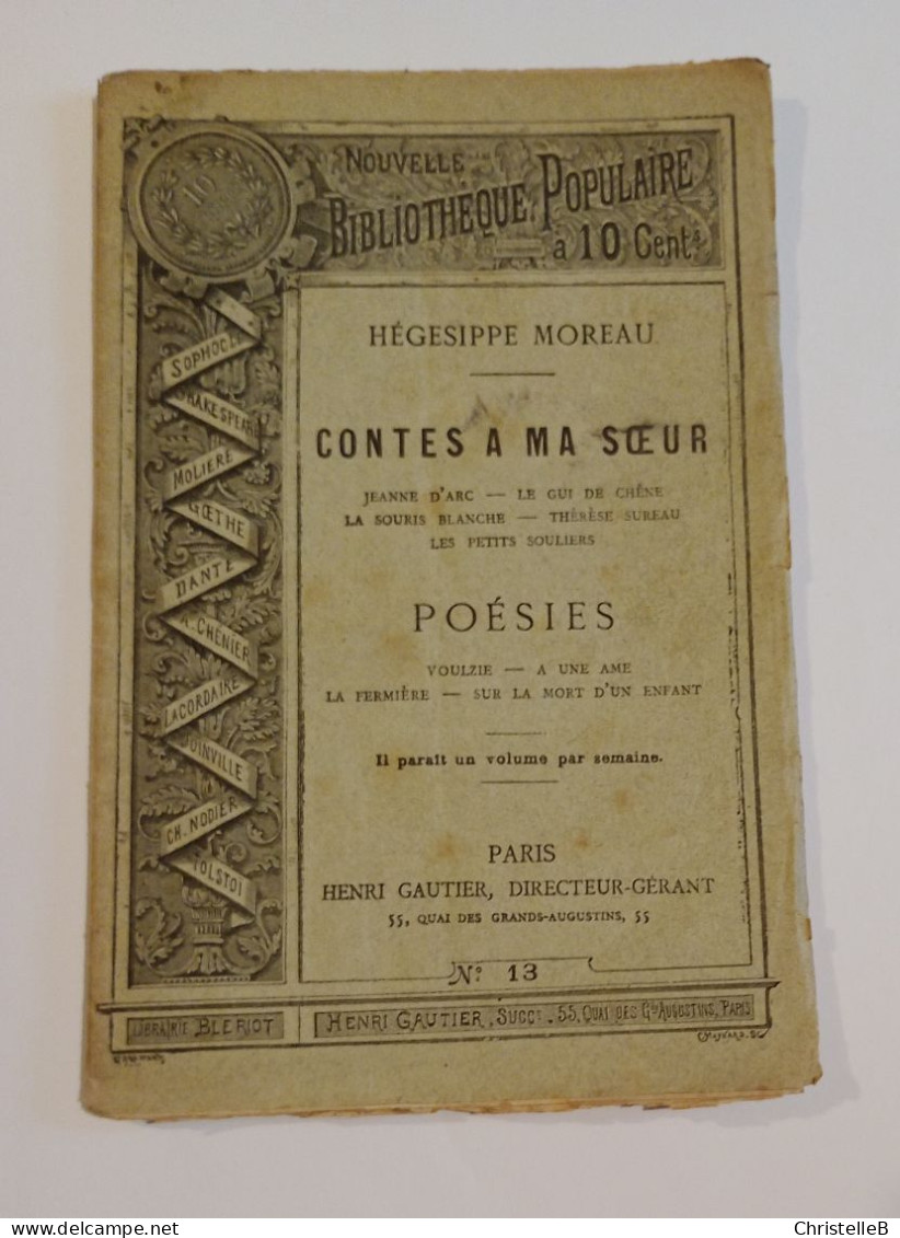 "Contes à Ma Sœur", Poésies, De Hégesippe Moreau, Coll. Nouvelle Bibliothèque Populaire, N°13 - 1801-1900