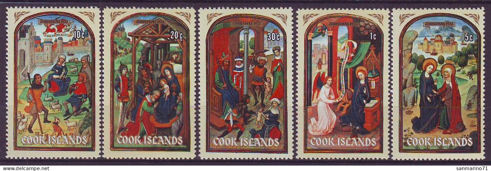 COOK ISLANDS 372-376,unused,Christmas 1973 (**) - Cookinseln