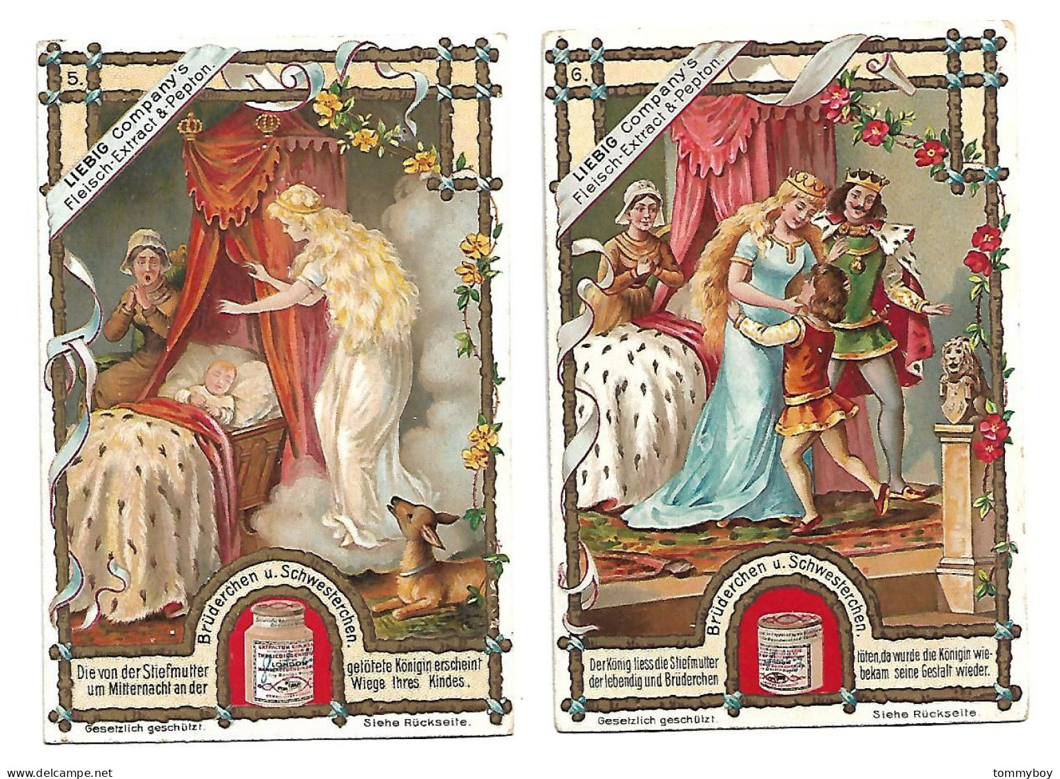 S 629, Liebig 6 Cards, Bruederchen Und Schwesterchen (German, Some Damage At The Backsides), (ref B14) - Liebig