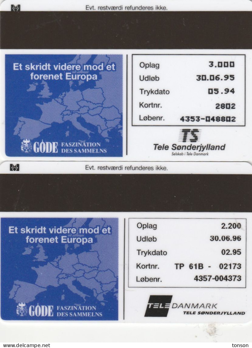 Denmark, TP 061A And B, ECU-Ireland, Mint, Only 3000 And 2200 Issued, Flag, Coins, 2 Scans. - Danimarca