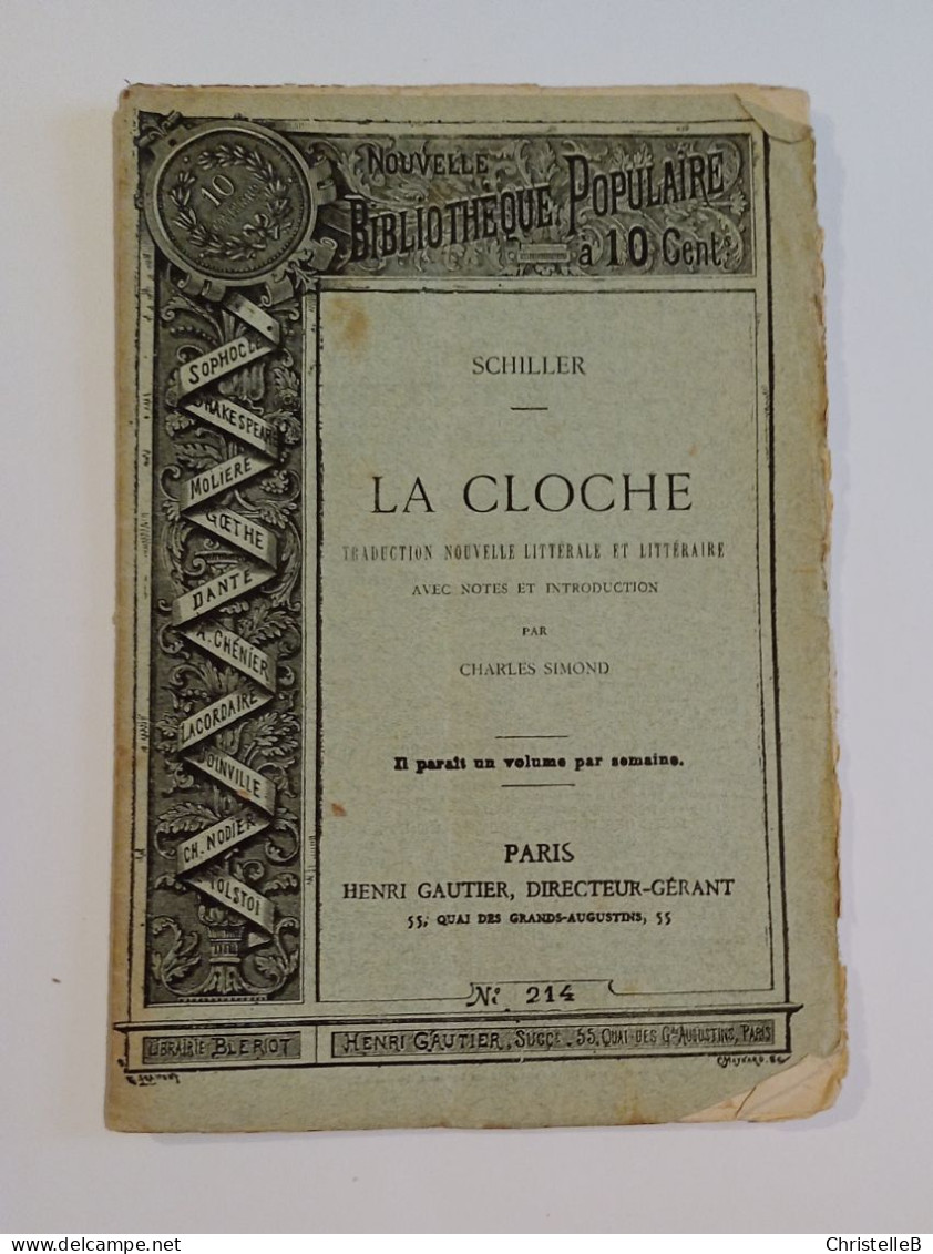 "La Cloche", De Schiller , Coll. Nouvelle Bibliothèque Populaire, N°214, 1890 - 1801-1900