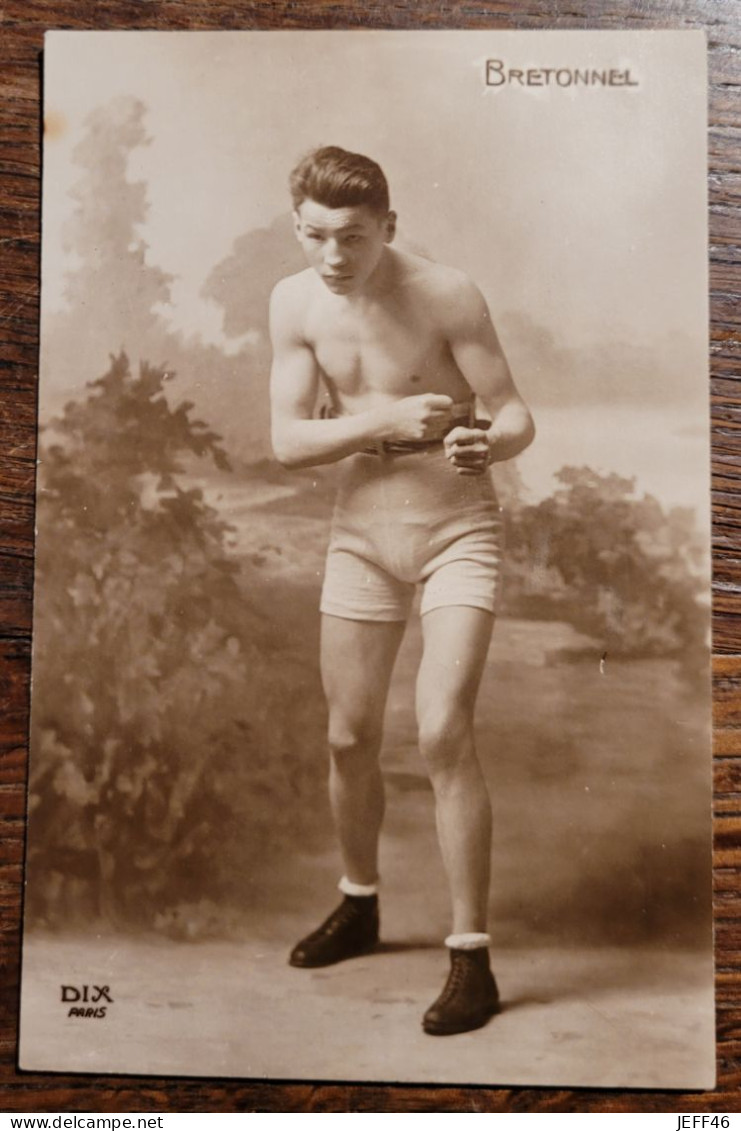 Ancienne Carte Photo, Boxeur En Pied, Bretonnel, Homme Musclé, Pose En Studio, Dix à Paris - Boxing