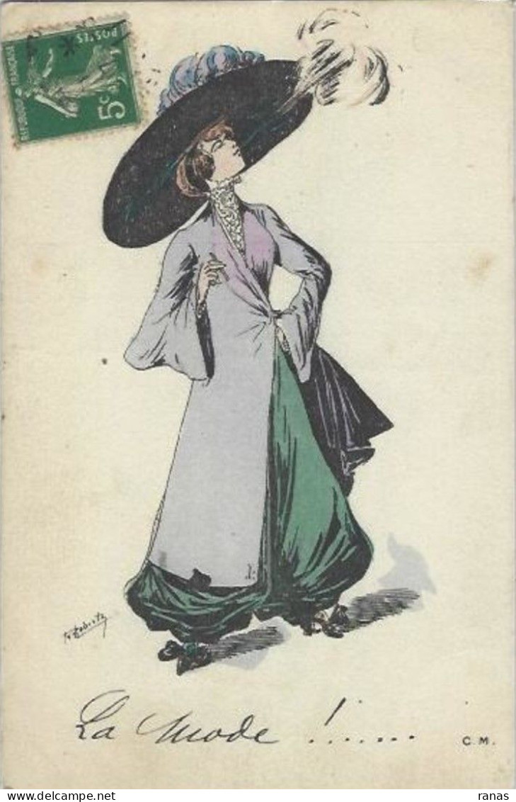 CPA ROBERTY Style Sager Art Nouveau Circulé CM 32 Mode Chapeau érotisme Femme Girl Women Cigarette - Robert