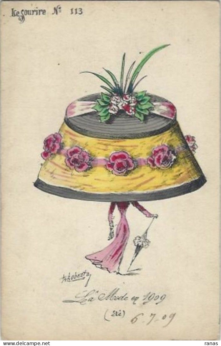 CPA ROBERTY Style Sager Art Nouveau écrite Sans éditeur Mode Chapeau érotisme Femme Girl Women - Robert