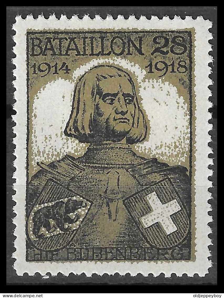 Adrian Von Bubenberg Soldier 28 BATAILLON Military Switzerland BERN 1918 LABEL CINDERELLA VIGNETTE Feldpost WW1 War 1914 - Vignettes