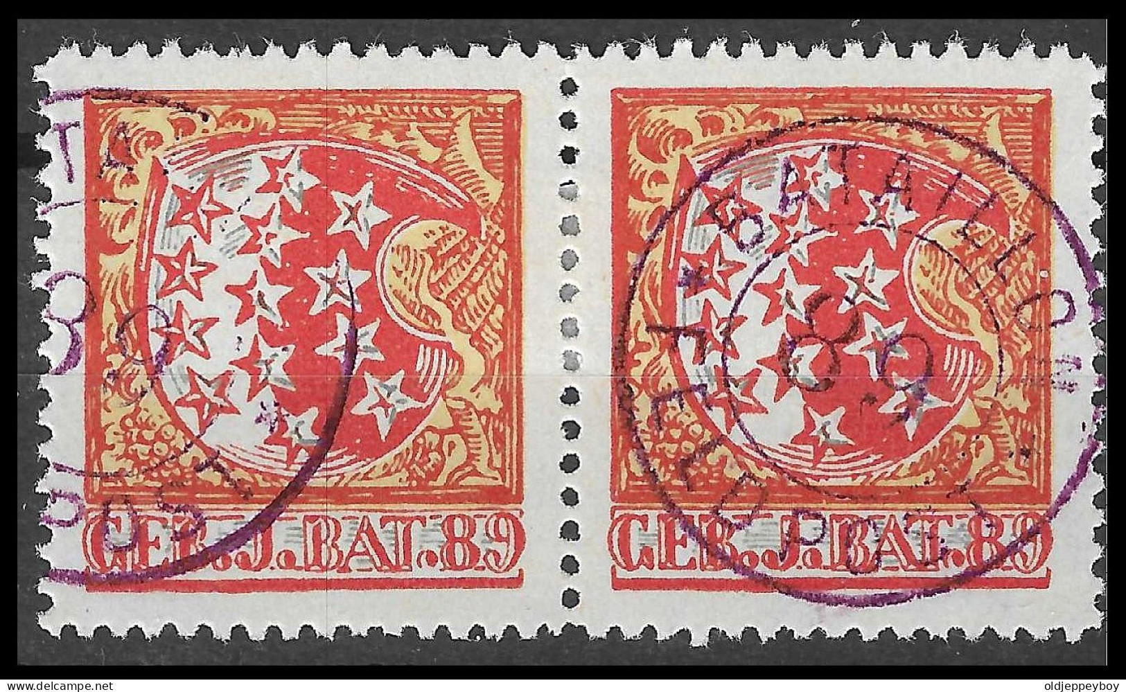 Reklamemarke Cinderella HELVETIA - Soldatenmarken -1914-1918 GEB.J.BATTALION 89 PAIR WITH BAT 89 CANCEL EXTRA RARE - Vignettes