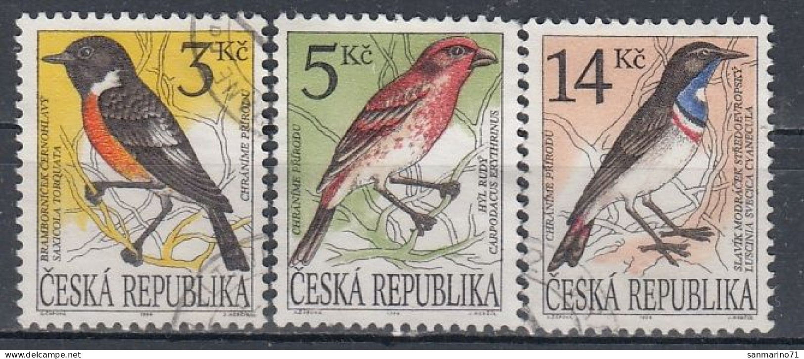CZECH REPUBLIC 49-51,used,falc Hinged,birds - Gebraucht