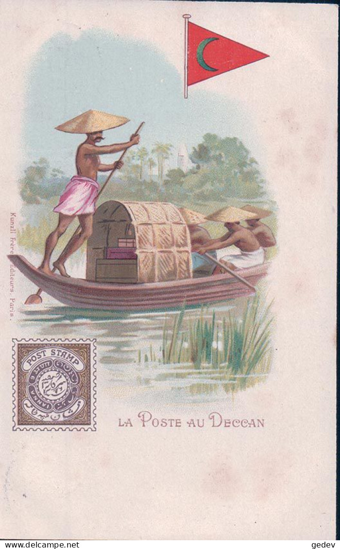 La Poste Au Decan, Facteur, Timbre Et Armoirie, Litho (933) - Poste & Facteurs