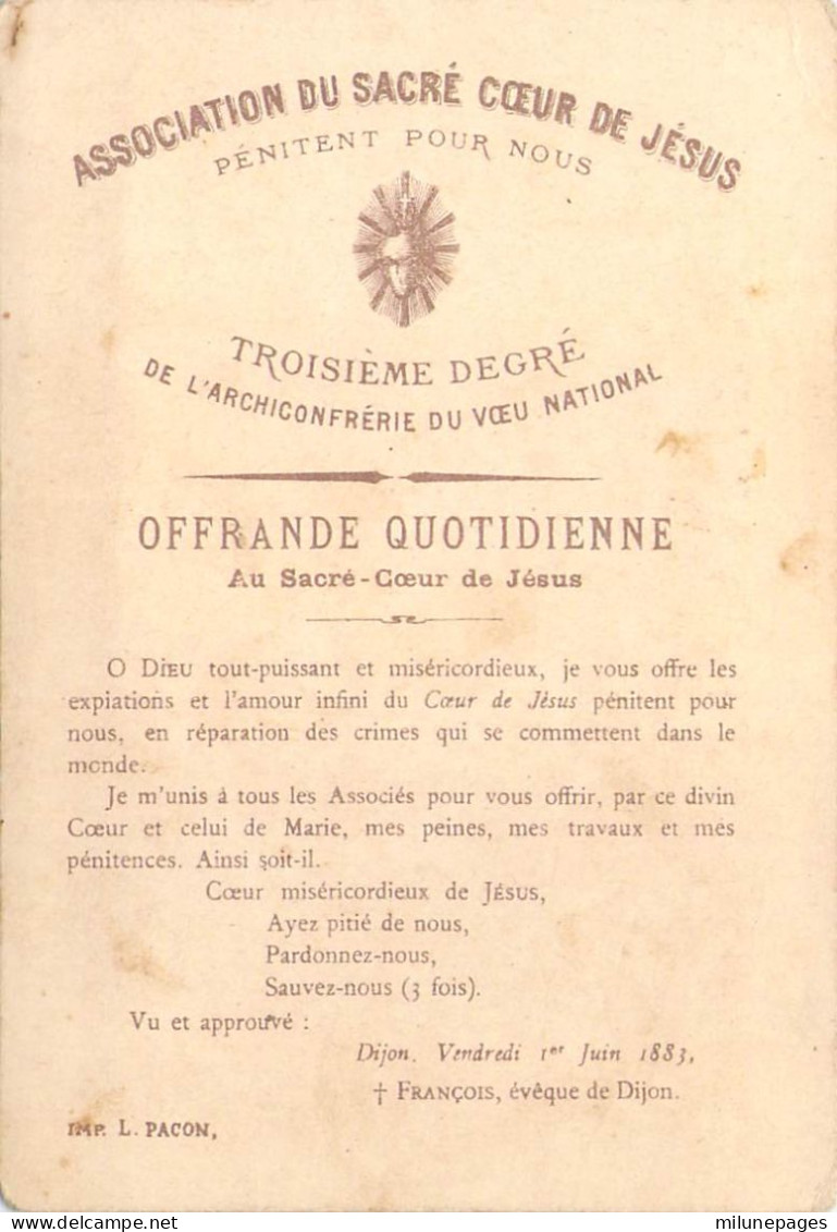 Offrande Quotidienne Au Sacré Coeur De Jésus Troisième Degré De L'Archiconfrérie Du Voeu National - Devotion Images