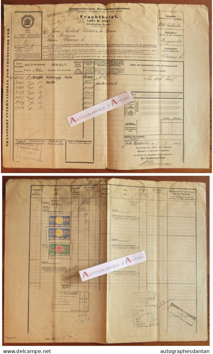 ● Lettre De Voiture 1906 Frachtbrief Verreries Portieux Charmes Vosges Chemins De Fer Elsenbahntransport Fracht Stempel - Transport