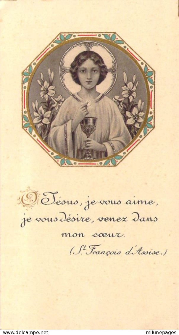 Chromo Religieux Style Art Déco Jésusje Vous Aime Venez Dans Mon Coeur Bouasse 2681 - Devotion Images