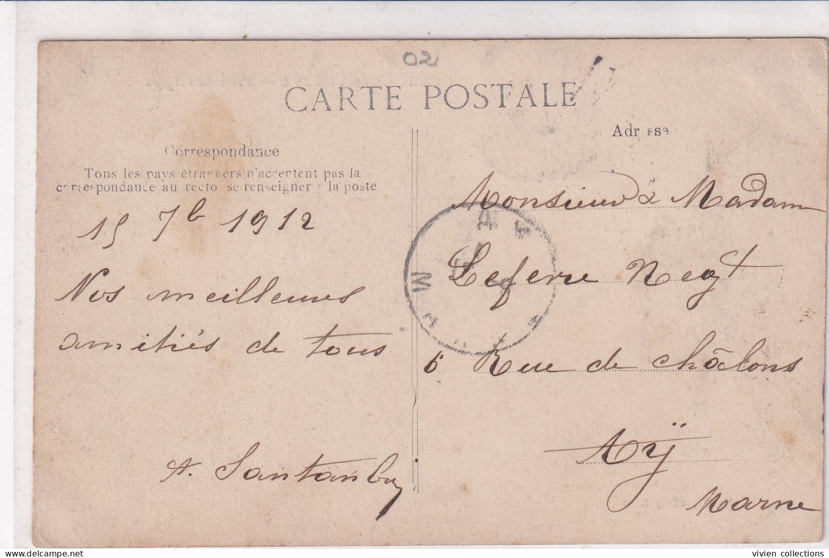 Chery Chartreuve (02 Aisne) Place De L'église - édit. Hardy GN Circulée Du Cachet Perlé 1912 - Other & Unclassified