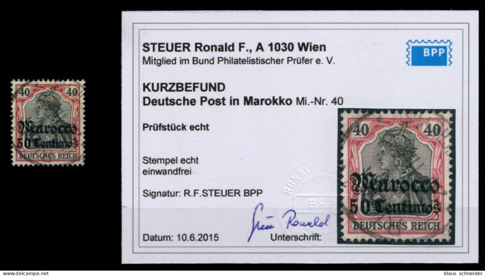 DEUTSCHE AUSLANDSPOSTÄMTER MAROKKO Nr 40 ZENTR- X6C3A42 - Deutsche Post In Marokko